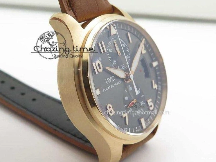 MIROTIME 0512 Youthful Pilot Chrono RG 3878 Gray Dial on Light Brown Leather Strap A 7394